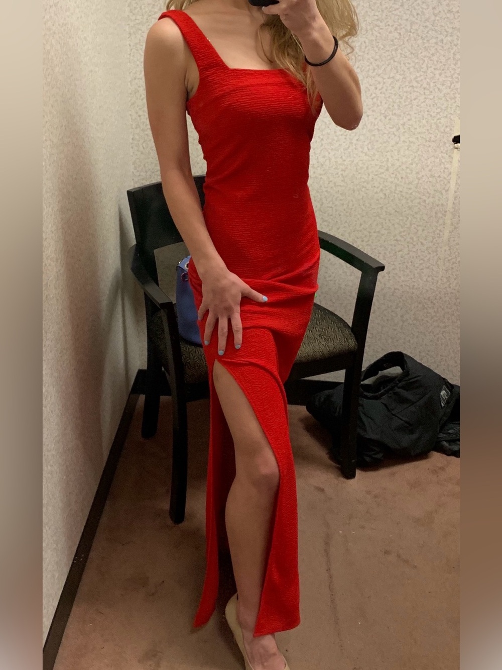BCBGeneration Red Maxi Dress with High Thigh Slit